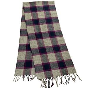 Morrison Purple , Gray Plaid Scarf Fringe Soft Cozy Warm Unisex